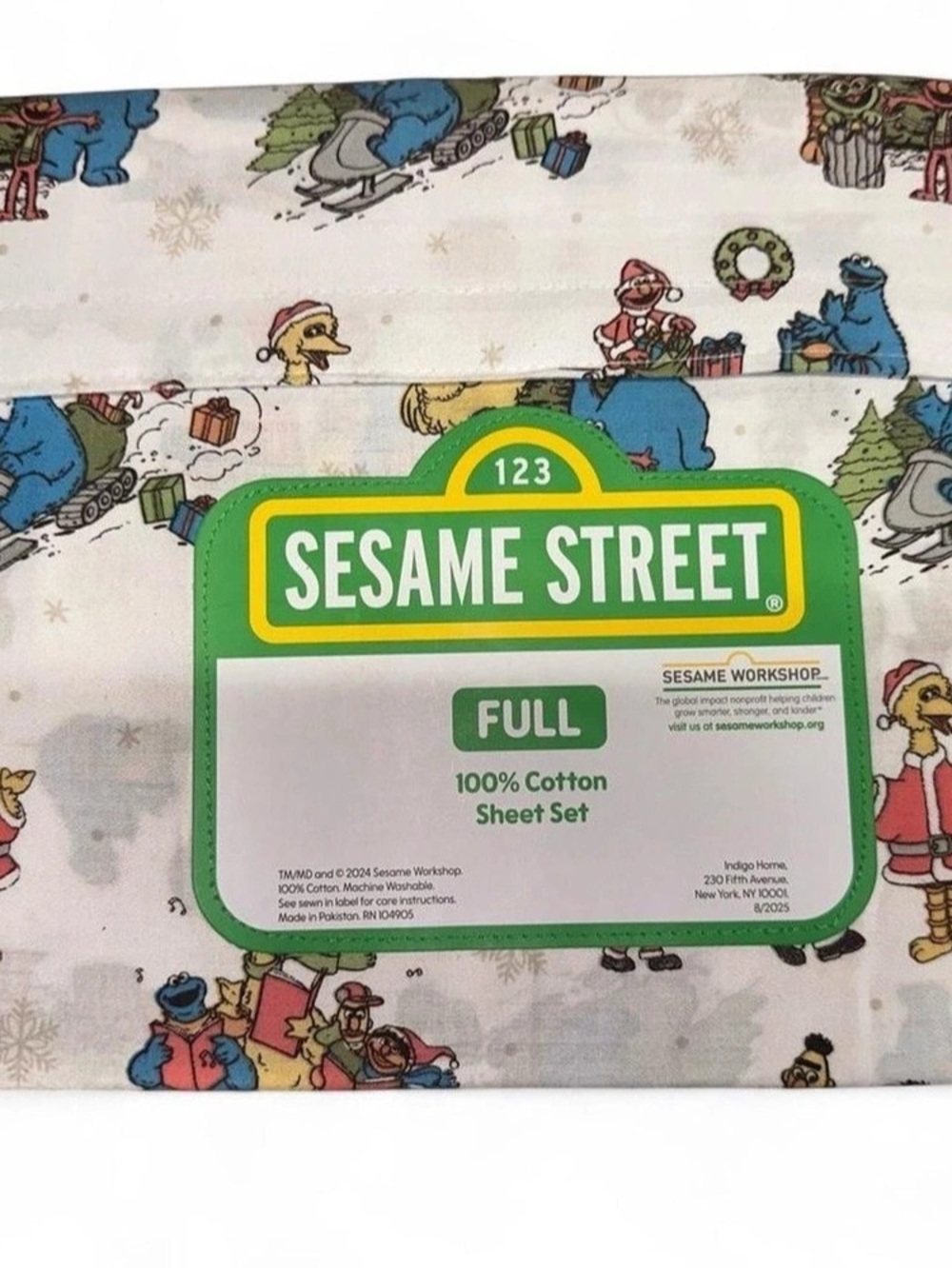Sesame Street Holiday Christmas Full Cotton Sheet Set
